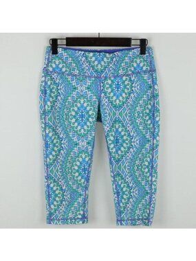 Prana Maison Women's Small Blue Green Mid Rise Crop Activewear Leggings